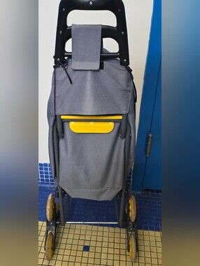 Gray Utility Trolley Bag with Yellow Accents